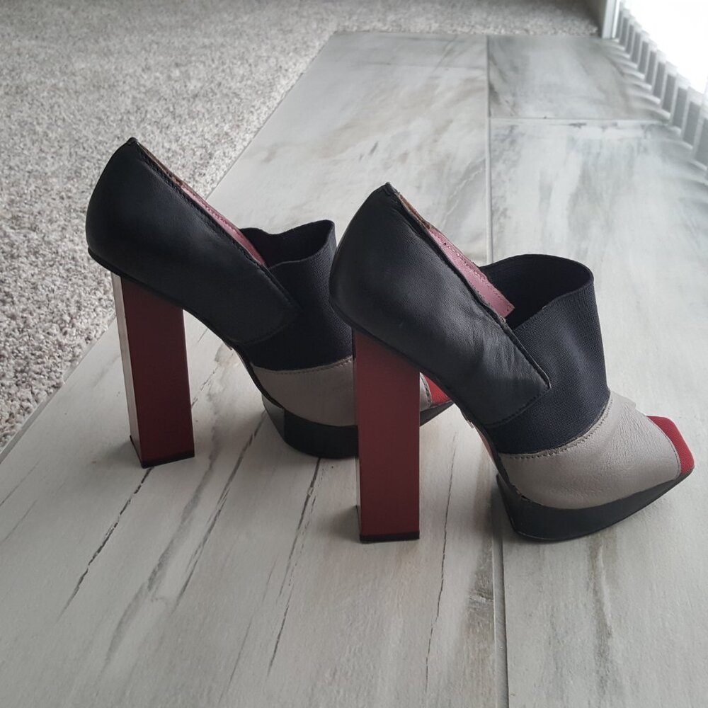 $580 Italian Designer Paolo Conte Open Toe Platform UltraHigh High Heel Shoes